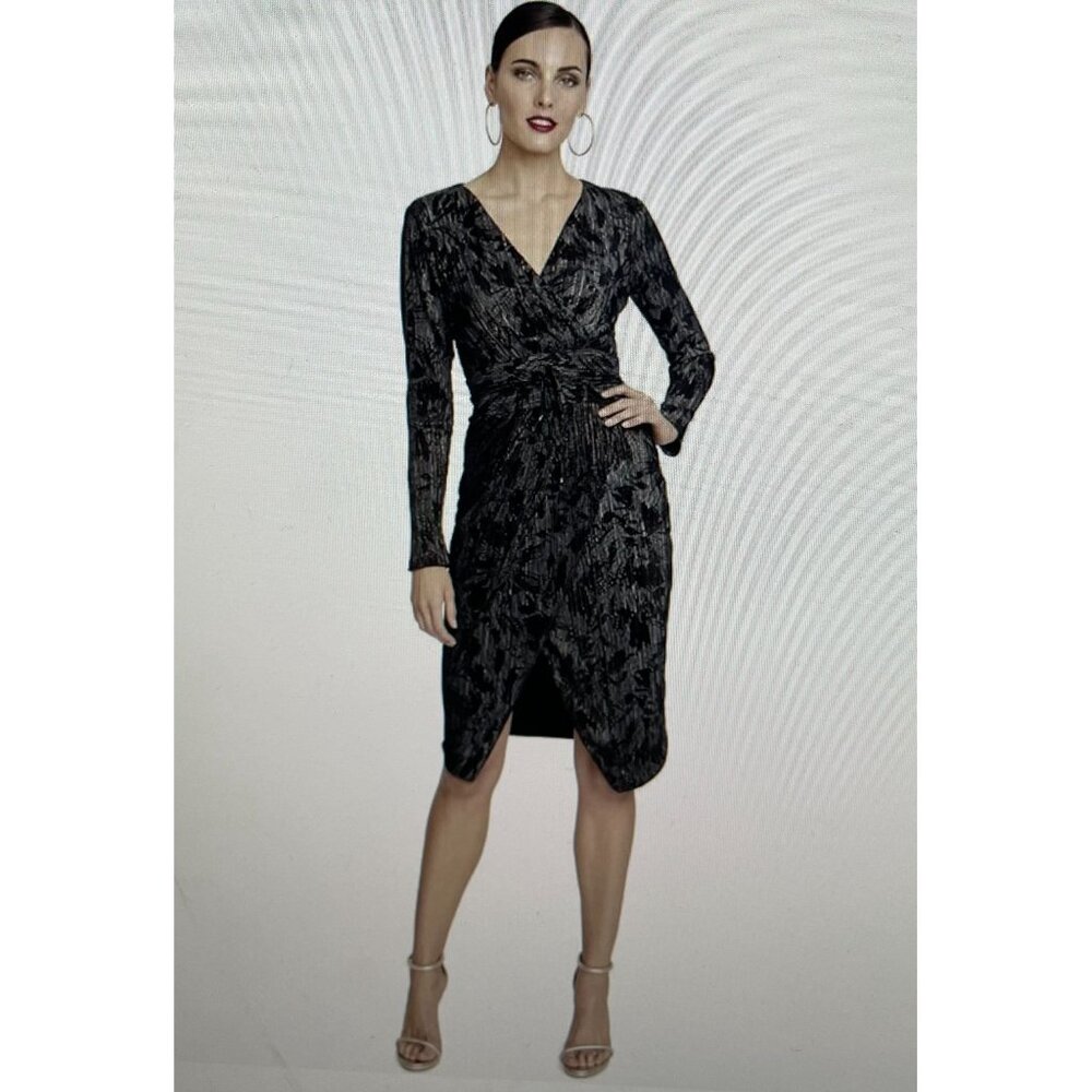 Rachel Rachel Roy Black & Silver Wrap Dress S